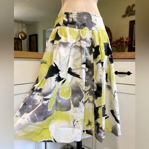 Worthington Green & White Floral Knee-length Skirt sz 16